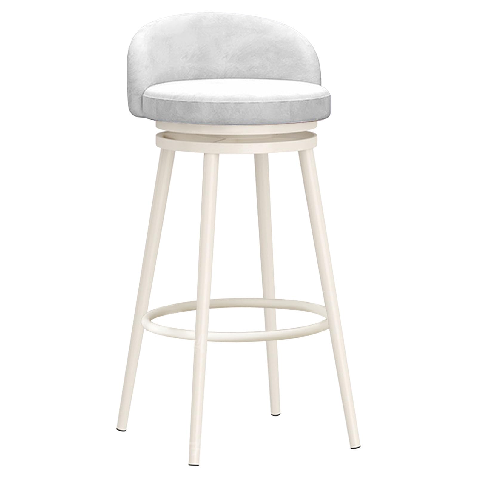 Lsoiup Modern Swivel Counter Height Bar Stools with Back Velvet Upholstered White Barstools for Kitchen Counter/Home Bar/Dining Room (Only 1 piece)