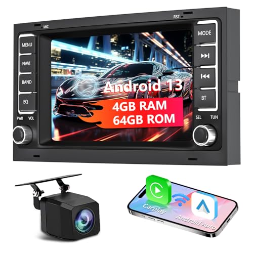 Autoradio für VW Touareg 2004-2011，für T5 Multivan 2004-2009 mit Wireless Carplay&Android Auto, 7 Zoll Autoradio mit WiFi/GPS Navigation/Rückfahrkamera/SWC 4G+64G