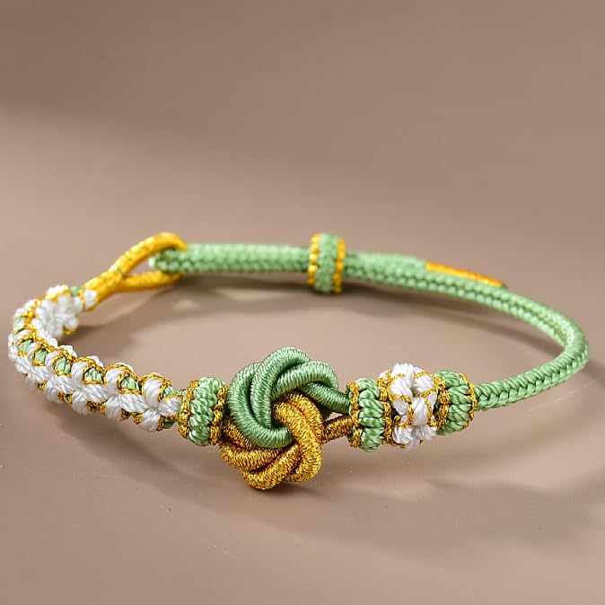 Image of Granddaughter Bracelet for Women, Cute Pink Peach Blossom Knot Bracelet from Grandma Trendy Handmade Braided Charms Bracelets Holiday Jewelry Gifts