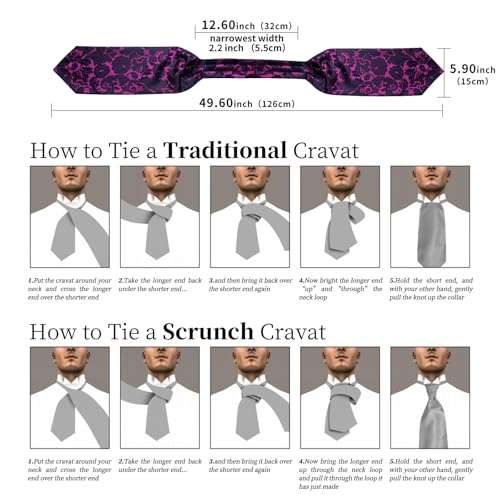 Image of DiBanGu Mens Silk Ascot Ties Paisley Jacquard Woven Cravat and Pocket Square Cufflinks with Lapel Pin for Business Wedding