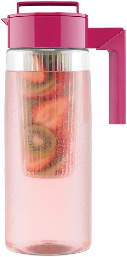 Takeya Flavor Infusion Maker, 2 Quart, Raspberry BPA-Free Fruit and Vegetable Water Tea Infuser Pitcher