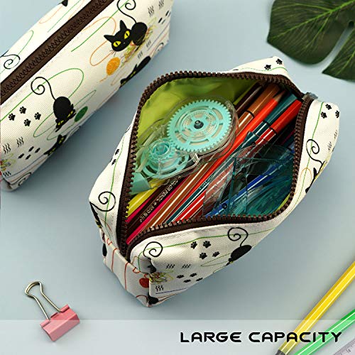 LParkin Cute Cat Pencil Case Bag Knitting Notion Pouch Kitten Gifts for Cat Lovers Makeup Bag Cosmetics Bag Zipper Closure Portable Stationery Organizer Kawaii Box Gadget Bag Multi-Purpose Bag Travel3