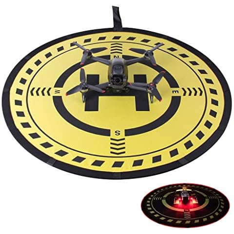 Drone Landing Place Foldable 70 cm Waterproof Drone Landing Pad with Lights Drone Accessories with Storage Bag and Ground Spike for DJI Mini 3 Pro / DJI Mini 2 / Mavic 3 / Mavic Air 2 etc Cover