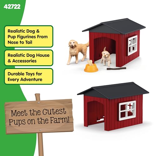 Image of Schleich Farm World - 9Pc Dog Kennel with Golden Retrievers | 42722