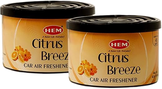 Hem Citrus Breeze Car Air Freshener - 42g (Pack of 2) | Natural Car Perfume | Refreshing & Lasting Fragrance | Easy to Use...