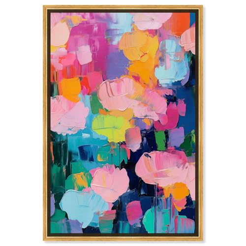 Art Remedy Glide of Colors Canvas Modern Color Abstract, Gold Frame, 30" x 45"