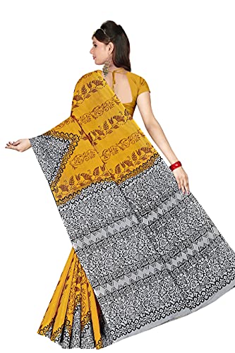 Image of TAMAIRA FASHION Mulmul Pure Cotton Saree For Woman Floral Block Printed |Office Wear Daily Wear Sarees For Women Without Blouse Piece