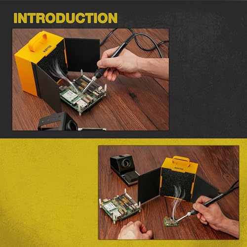 Image of KOTTO Solder Smoke Absorber New with Removable Magnetic Flaps Remover Fume Extractor Smoke Prevention Absorber DIY Working Fan for Soldering Station (Yellow)