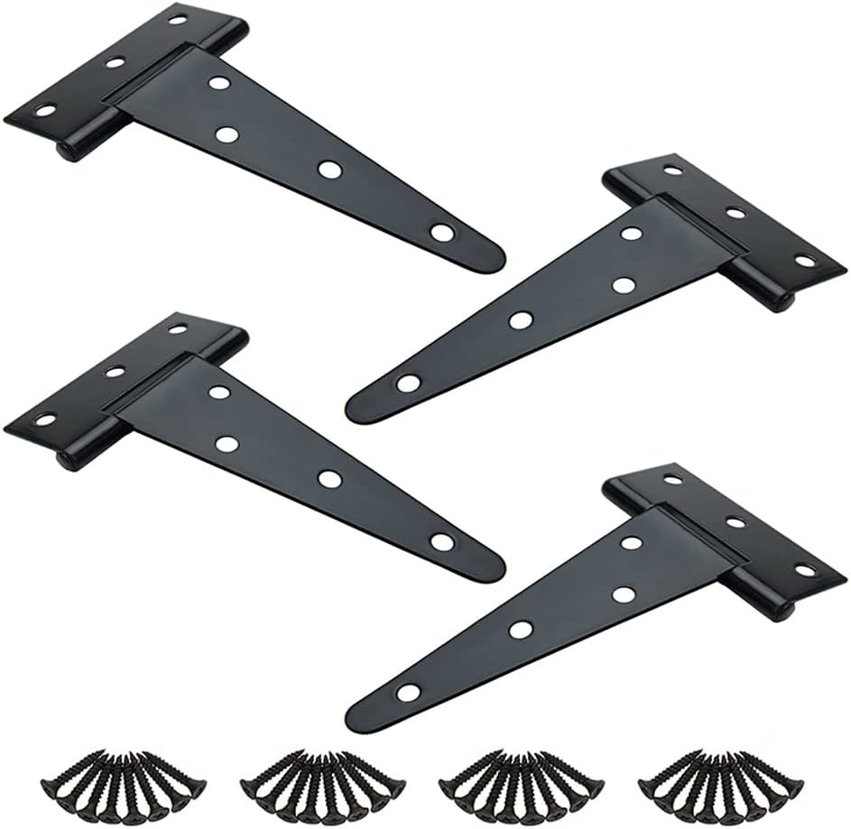 6 inch T Strap Hinges Gate Hinges, 4PCS TStrap Shed Door Hinges Heavy