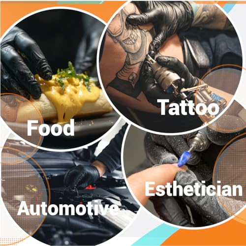 ASAP Black Nitrile Gloves Large - 4 Mil Latex Free Powder Free Medical Gloves for Food Prep, Exam, Cleaning, Cooking, Tattoo, Esthetician, Mechanic - 100 Count
