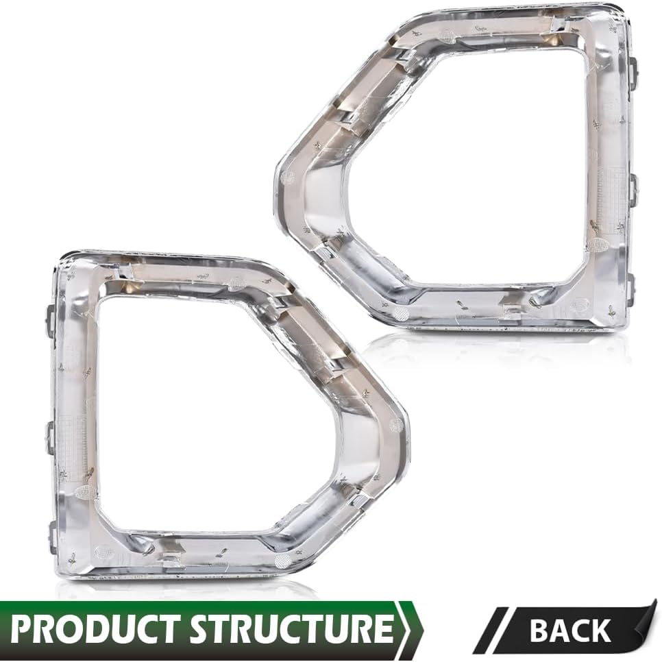 GRAND ORANGE Front Fog Light Outer Bezel Cover Chrome Set Compatible with GMC Sierra 2019 2020 2021 Denali SLT AT4 84176753 84176752 Left&Right