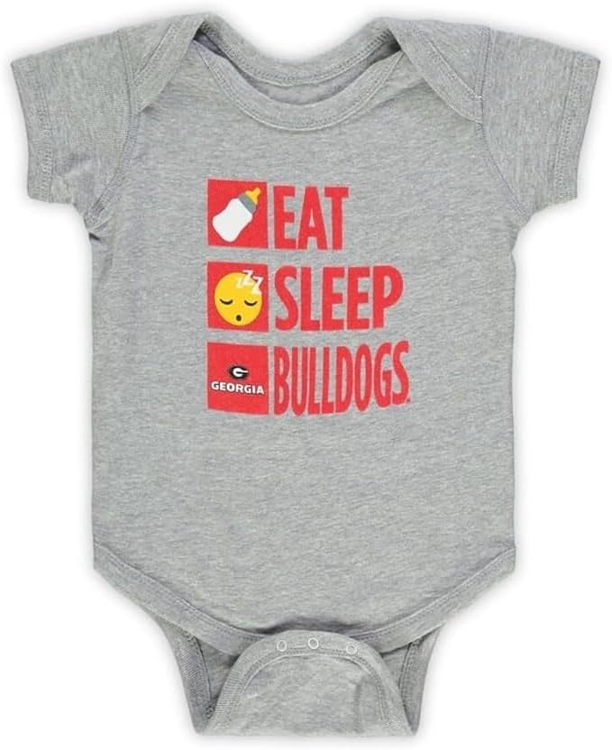 VF Georgia Bulldogs Eat Sleep Bulldogs 幼児クリーパー ボディスーツ - チームカラー