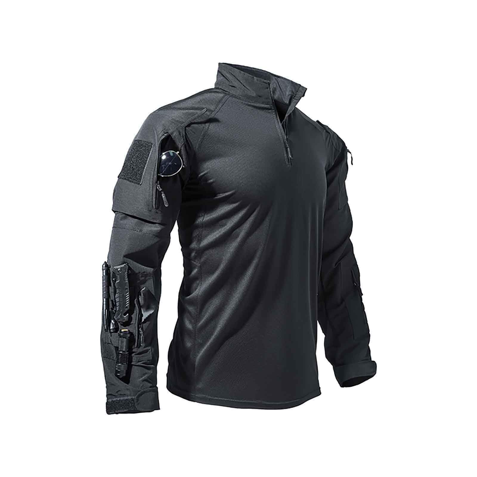 Genérico Camiseta para Hombre con Cuello En V T Shirt Algodon Camisetas Ajustadas y Pantalón de Entrenamiento Técnico Transpirable Elástico Múltiples Bolsillos