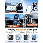 Qifutan Dash Mounted Holders Phone Holders for Your Car Phone Mount for Car Windshield Dashboard Air Vent Universal Hands Free Automobile Cell Phone Holder Fit for iPhone Smartphone - Image 4