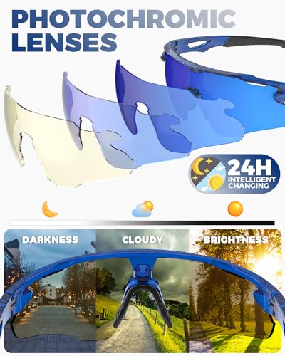 Image of Photochromic Sunglasses for Men Women, Transition Sunglasses for Cycling