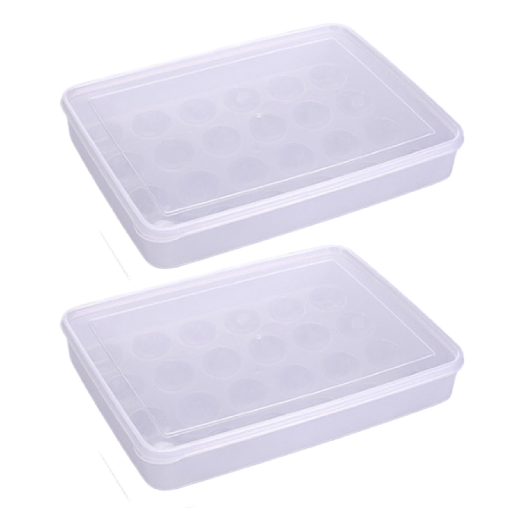 Hperu Deviled Egg Containers, 2Pcs 24 Grids Clear Plastic Egg Holder with Lid, Stackable for Fridge Kitchen, Deviled Tray