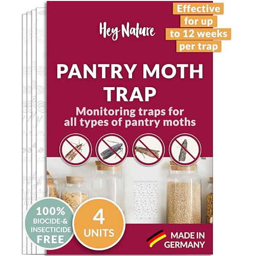 Hey Nature Pantry Moth Traps, 4 Pieces, Food Moth Trap, Non-toxic Moth Catcher With No Insecticides, Pheromone Moth Traps With Maximum Effect to Identify Infestation, Monitoring Trap Against Moths