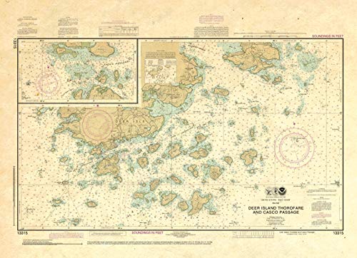 Paradise Cay Publications, Inc. Antiqued NOAA Chart 13315: Deer Island Thorofare and Casco Passage