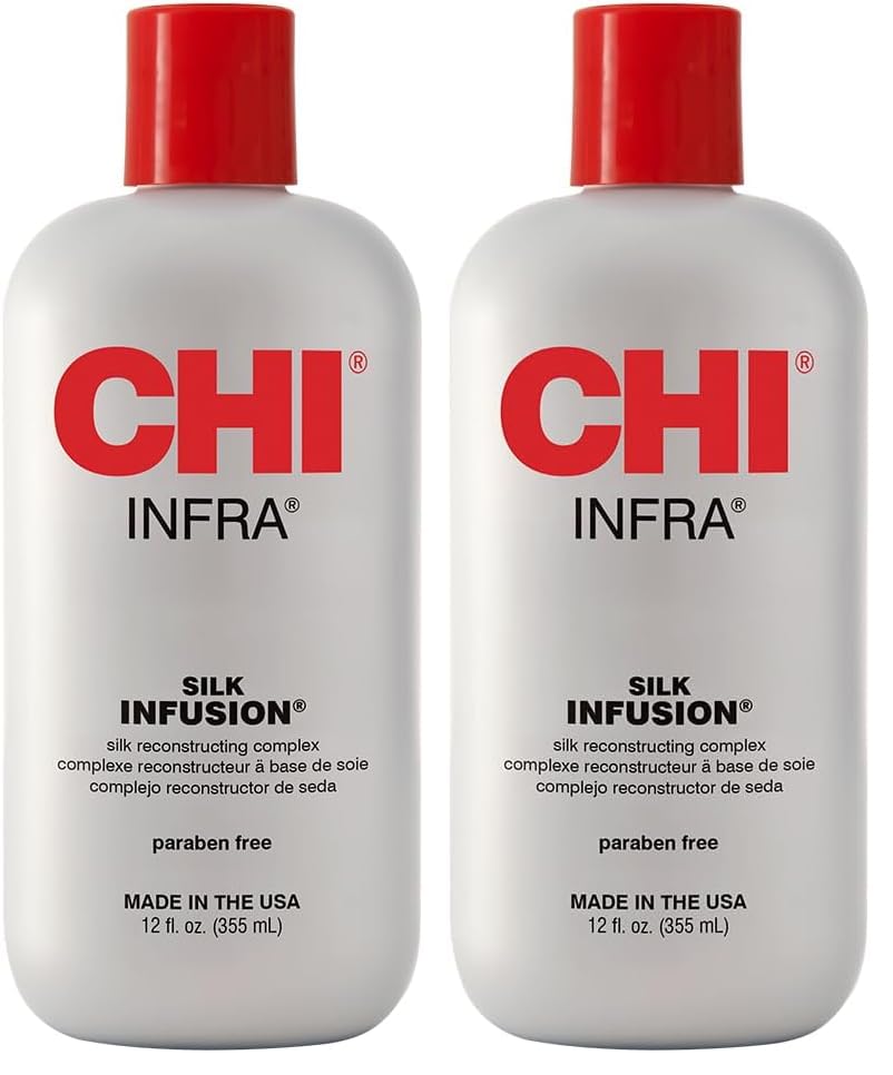 Image of CHI Infra Silk Infusion, Silk Reconstructing Leave-In Hair Treatment for Creating Smooth, Shiny, Strong Hair, 12 Oz (Pack of 2)