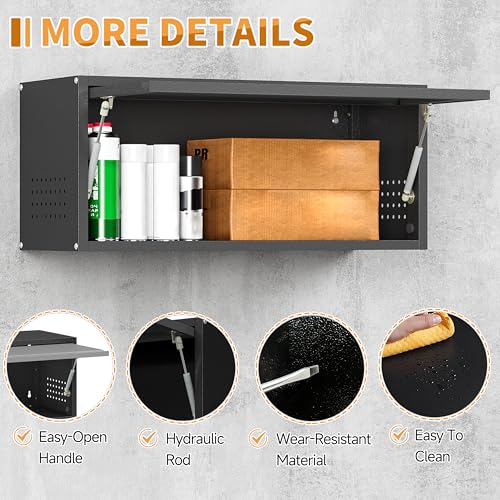 Metal-Garage-Wall-Cabinet-with-Up-Flip-DoorWall-Mounted-Steel-Storage-Cabinet-Float-Tool-Cabinet-with-PegboardUpper-Cabinet-for-KitchenGarageWorkshopWarehouse138-HBlack