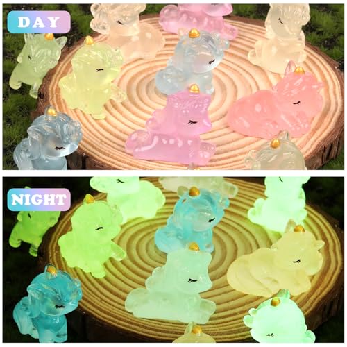 WEWAYSMILE 24pcs Luminous Mini Resin Animals, Glow in The Dark, Mini Unicorn Resin Animals, for Patio Home Decor DIY Crafts (6 Styles) - Image 4
