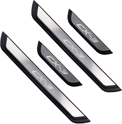 Miniatura 5 de Kit de protector de umbral de puerta inoxidable para Mazda CX-3 2016-2023 accesorio interior (texto plateado CX 3)
