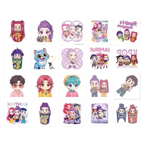20PCS Kpop Tattoos Stickers Waterproof Vinyl Fake Temporary K Pop Tattoos Long Lasting Tattoos for Kids Adults Birthday Cosplay Decorations 5×5cm (Colour C)