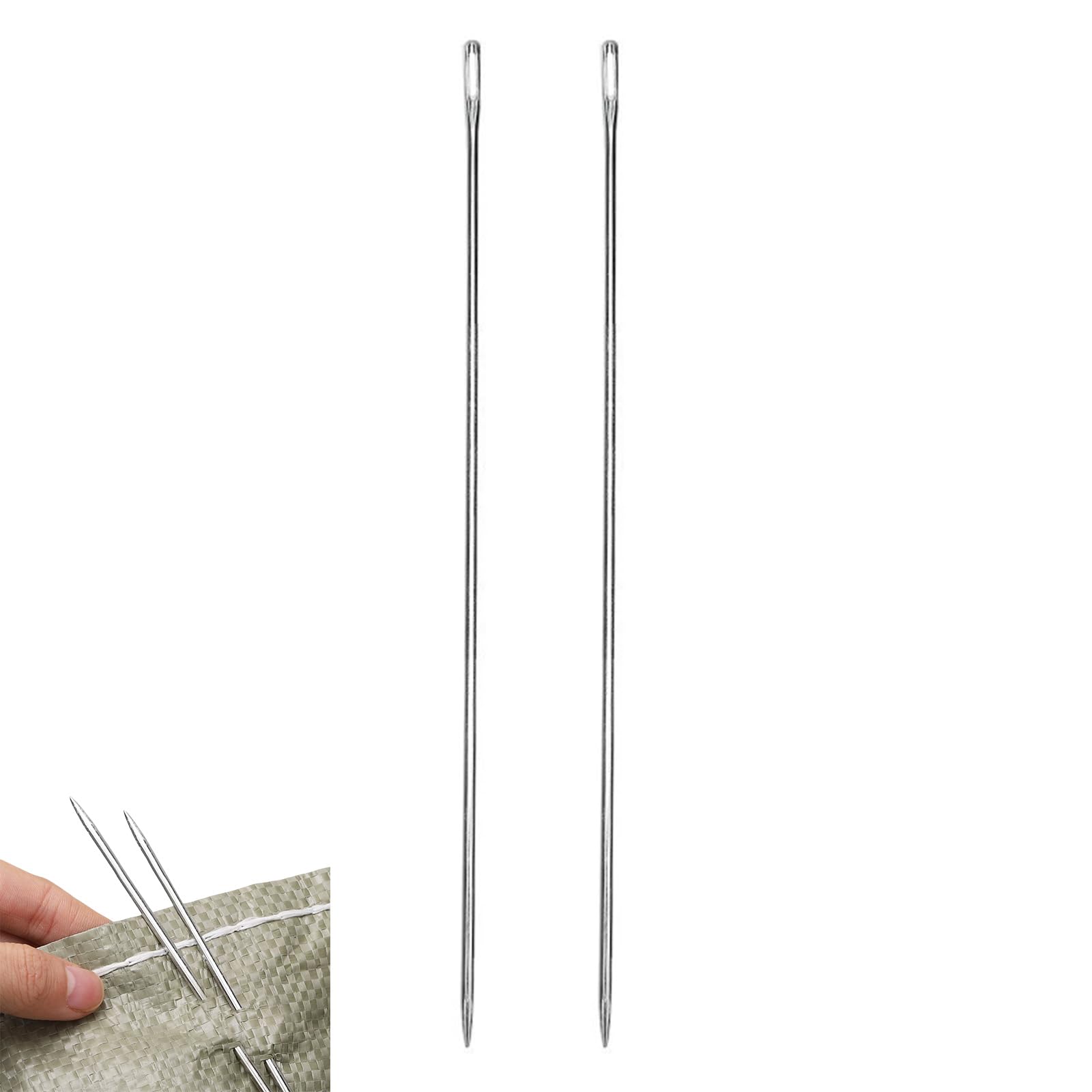 VBSYUYQ 2 Pcs 6 Inch Large Eye Upholstery Needles for Thick Fabric Sewing