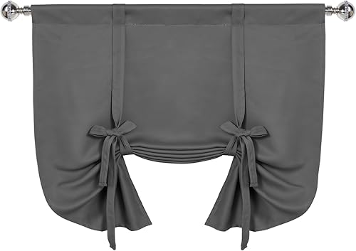 Miniatura 8 de DWCN Cortinas opacas con lazo para ventana, aislamiento térmico, oscurecimiento de habitación, bolsillo para barra, cortinas para cocina, gris