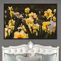 Framed Canvas Wall Art Flora Snapshot Closeup Dark Expressive Farmhouse/Country Floral Multicolor Photography Realism Single - 16x24 inches
