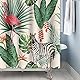 SDOTPMT 180x180cm Flamingo Duschvorhang Tropisch Palme Grüne Blätter Bananenblatt Pferd Badevorhang Sommer Thema Badewanne Vorhang Stoff Polyester Wasserdicht für Badezimmer mit Haken