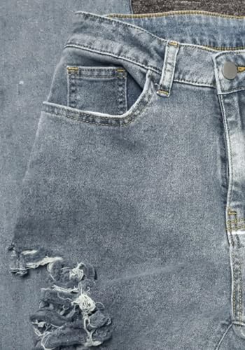 Vaceky Destroyed Ripped Jeans Women Stretch Straight Leg Denim Pants Streetwear3