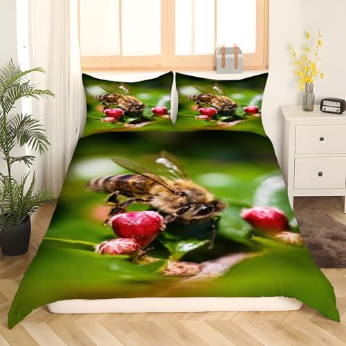 Housse de couette en microfibre douce 90x190 fleurs avec 2 taies ChéRi