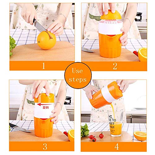 Lemon Squeezer Citrus Juicer,Hand Juicer Manual Lid Rotation Press Reamer with Strainer and Container for Lemon,Orange,Citrus (Orange) (Pink)