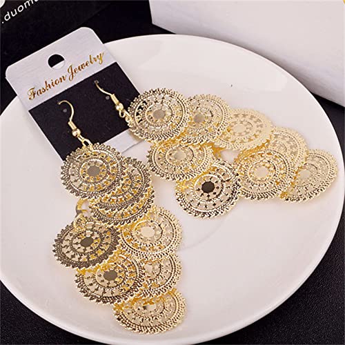 MALOYANVE Multilayered Steampunk Gear Earrings for Women Personalized Vintage Bohemian Gold Plated Gear Dangle Drop Exaggerated Car Power Tools Pendant Earrings Jewelry Gifts4