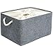 MANGATA Cestas de Almacenamiento Plegables, Caja de Almacenamiento de Tela de Lona Gruesa para la Colada del Armario del hogar, Mango de Cuero, tamaño Grande (Gris oscuro,XXLarge, con cordón)