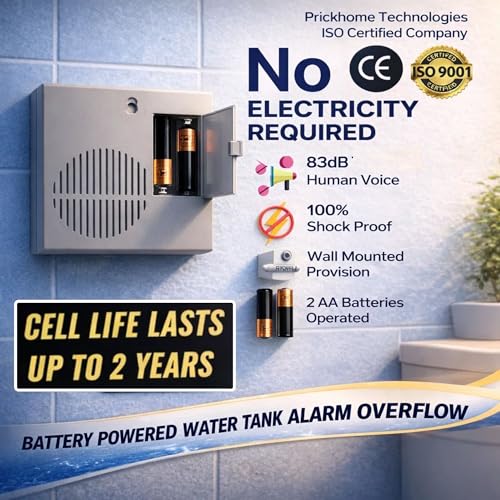Image of Water Tank Alarm Overflow by Swarn Jal, Water Bell, Cell /Battery Powered, Loud Human Voice, Brass Sensors 100% Shock Proof, 1-3 Years Cell Life, 1 Year Complete Warranty +0.5M Wire