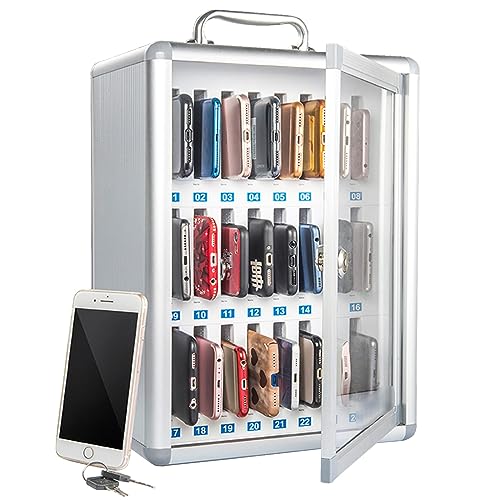 Armadietto porta cellulari in lega di alluminio - Cassetta di sicurezza con 36 scomparti e maniglia per scuole e aule - Organizzatore per dispositivi mobili, soluzione di archiviazione sicura (-B)