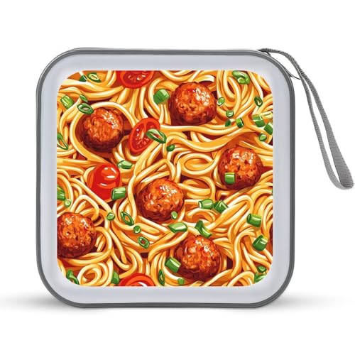 Italian Spaghetti Food Print Pasta CD Case Plastic DVD Case Holder Wallet Disc Storage Organizer for Car Travel