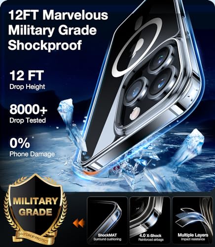 Image of TORRAS Magnetic Shockproof for iPhone 15 Pro Case, [Military-Grade Drop Tested][Compatible with MagSafe] Clear Hard PC Back with Silicone Slim Protective Cover Anti-Fingerprint, Clear