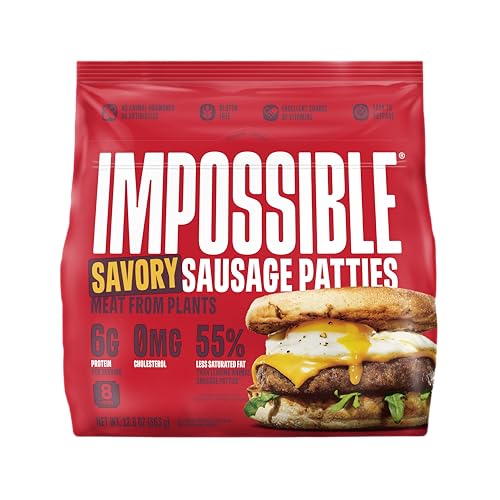 Impossible™ Sausage Patties Made From Plants, Savory, Frozen, Fully Cooked, 8 Patties, 12.8 oz