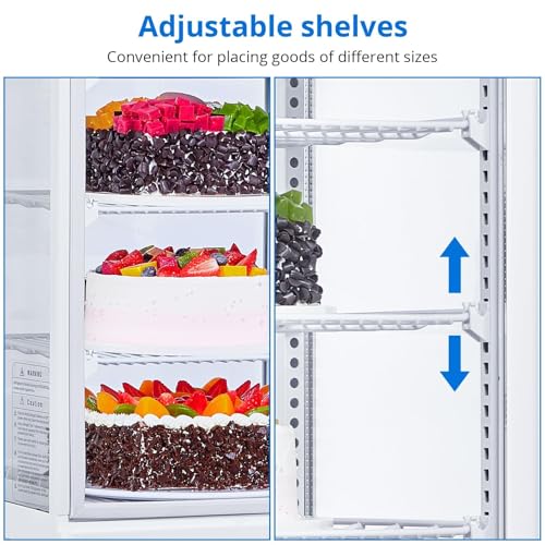 Image of Commercial Display Refrigerator 3.4 Cu ft, Countertop Refrigerated Display Case with LED Lighting for Bakery, Cafe,