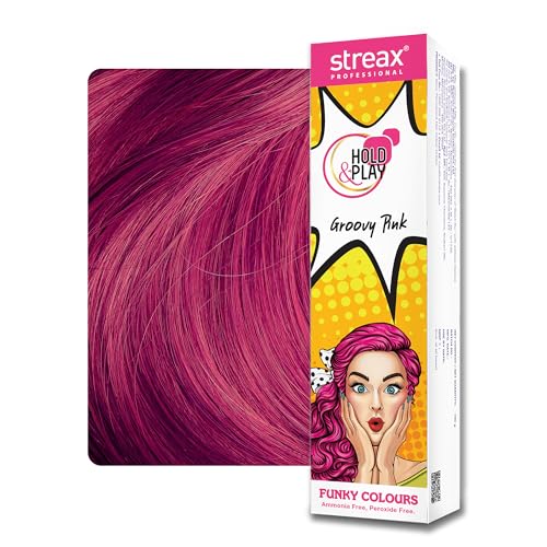 Image of Streax Professional Hold and Play Funky Colours, Hair Color, 100g - Groovry Pink
