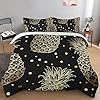 Duvet Cover Set, Gold Pineapple Colorful Leaves Bedding Set for Kids and Adults Bedroom Decor, Painting Summer Vintage Quilt Cover Set Queen Size Comforter Cover with Pillow Shams 51uWXV5ACPL. SS100