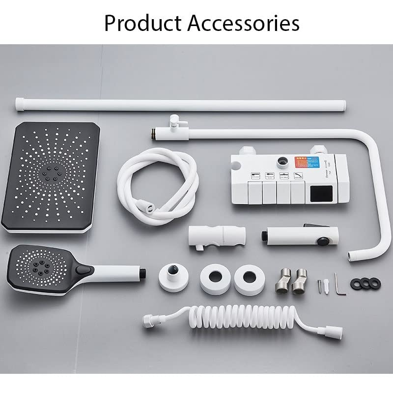 Biały cyfrowy wyświetlacz zestaw prysznicowy LCD ciepła i zimna łazienka zestaw prysznicowy System kranowy 4 Way opady deszczu kran łazienkowy Mixer Tap(Digital Grey)