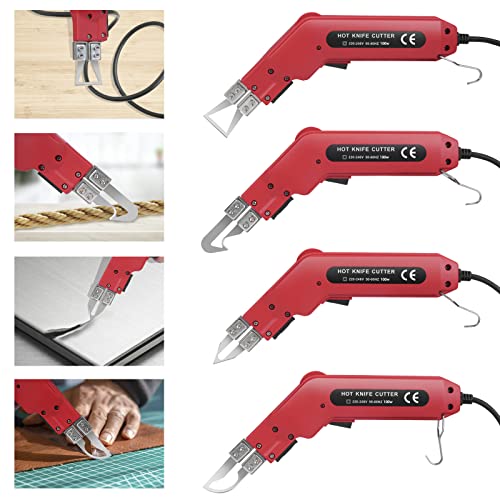Yapasopu Cortador de calor eléctrico 100W Cuchillo caliente eléctrico de Cortador de espuma Kit de herramientas de corte con 4 tipos de moldes para cuchillos para cortar tela/caucho/acrílico/plástico