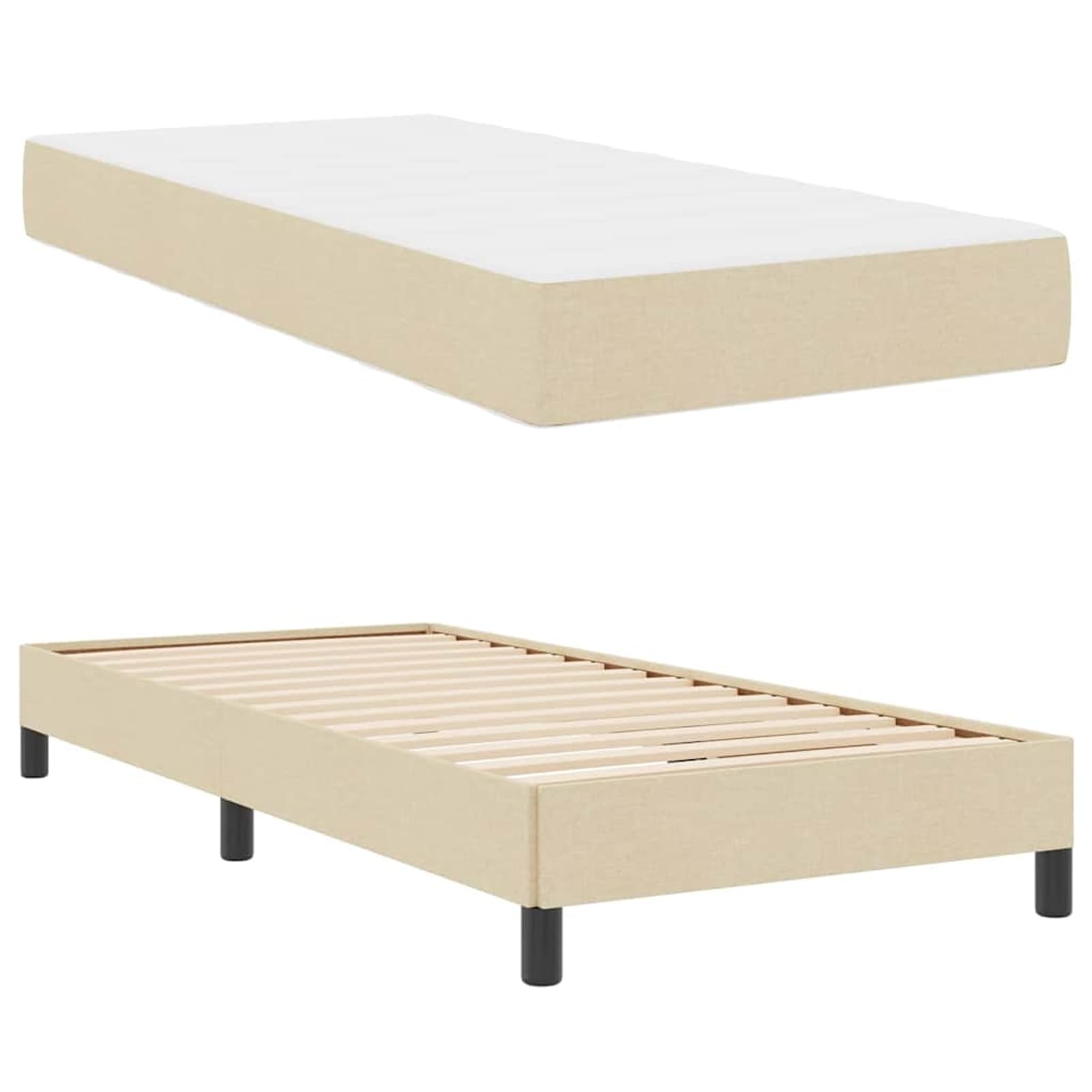 Cama con somier de diseño minimalista para dormitorios modernos - Tela transpirable y estructura de madera - 203 x 100 x 45 cm - Para individuales y parejas