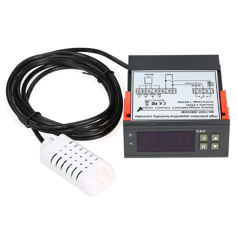 Real Instruments Digital LED Display Humidity Controller With Thermostat Control Switch NTC Sensor Probe Hygrometer Controller (MH-13001)