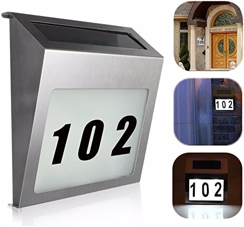 Solar Lighted Address Light URVOGUE Solar Lighted Address Numbers Stainless LED Illumination Doorplate Lamp Outdoor Wall Light Waterproof To Help Emergency Vehicles And Visitors Locate Your Home
