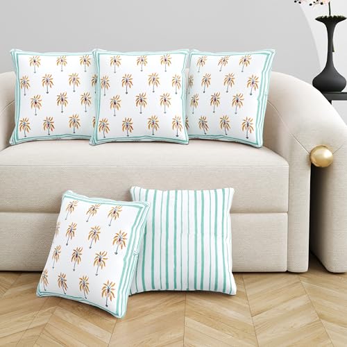 BLOCKS OF INDIA Hand Block Printed Cotton Cushion Cover (16 x 16 ...